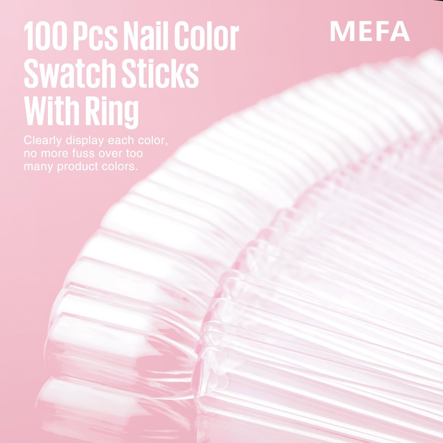 Fan-shaped nail art display sticks organized on a ring