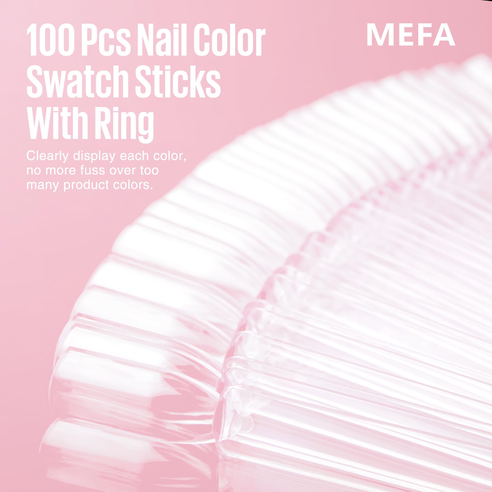 Fan-shaped nail art display sticks organized on a ring