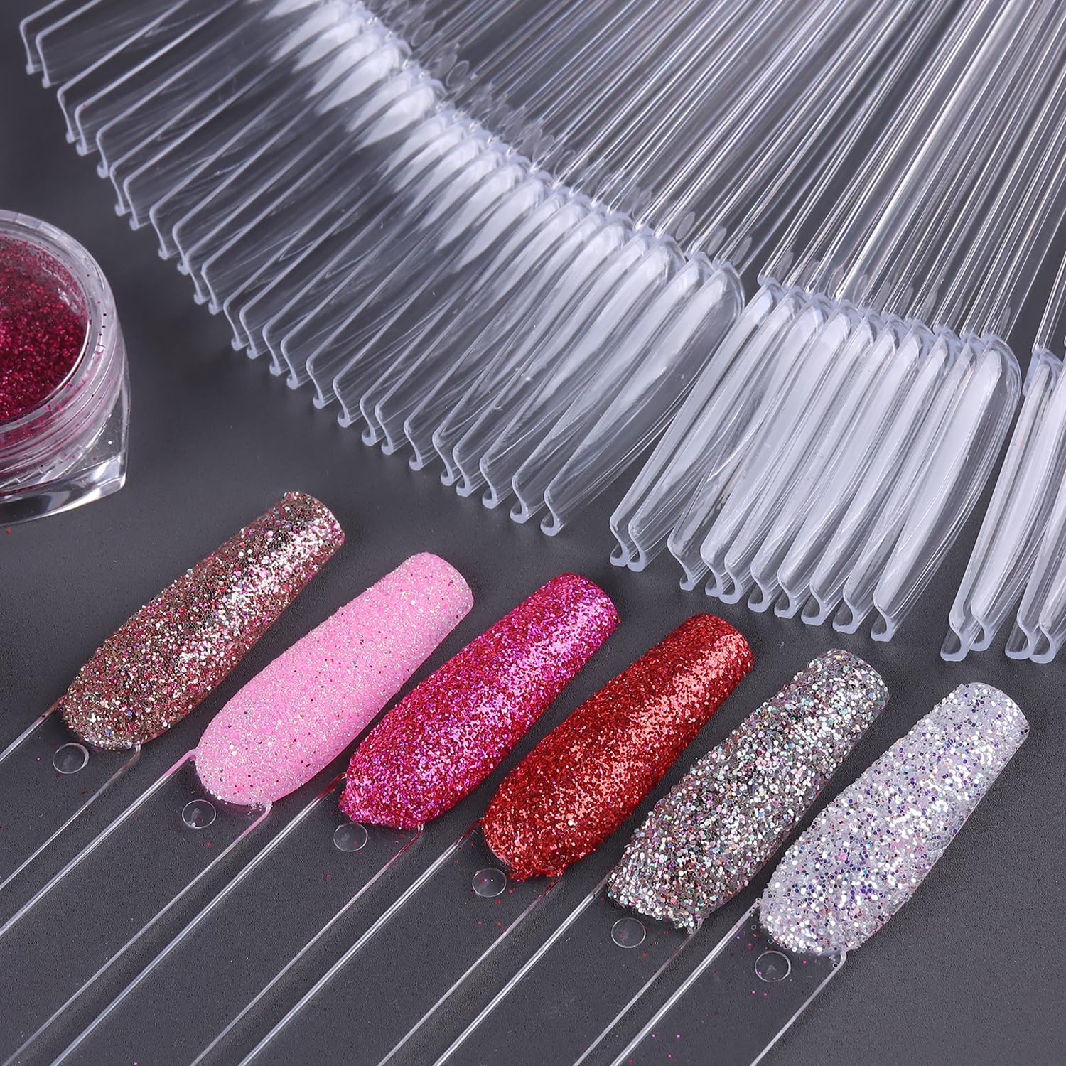 Transparent nail swatch sticks with included number stickers set
