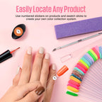 Close up of Mefa nail swatch sticks with numbered tips