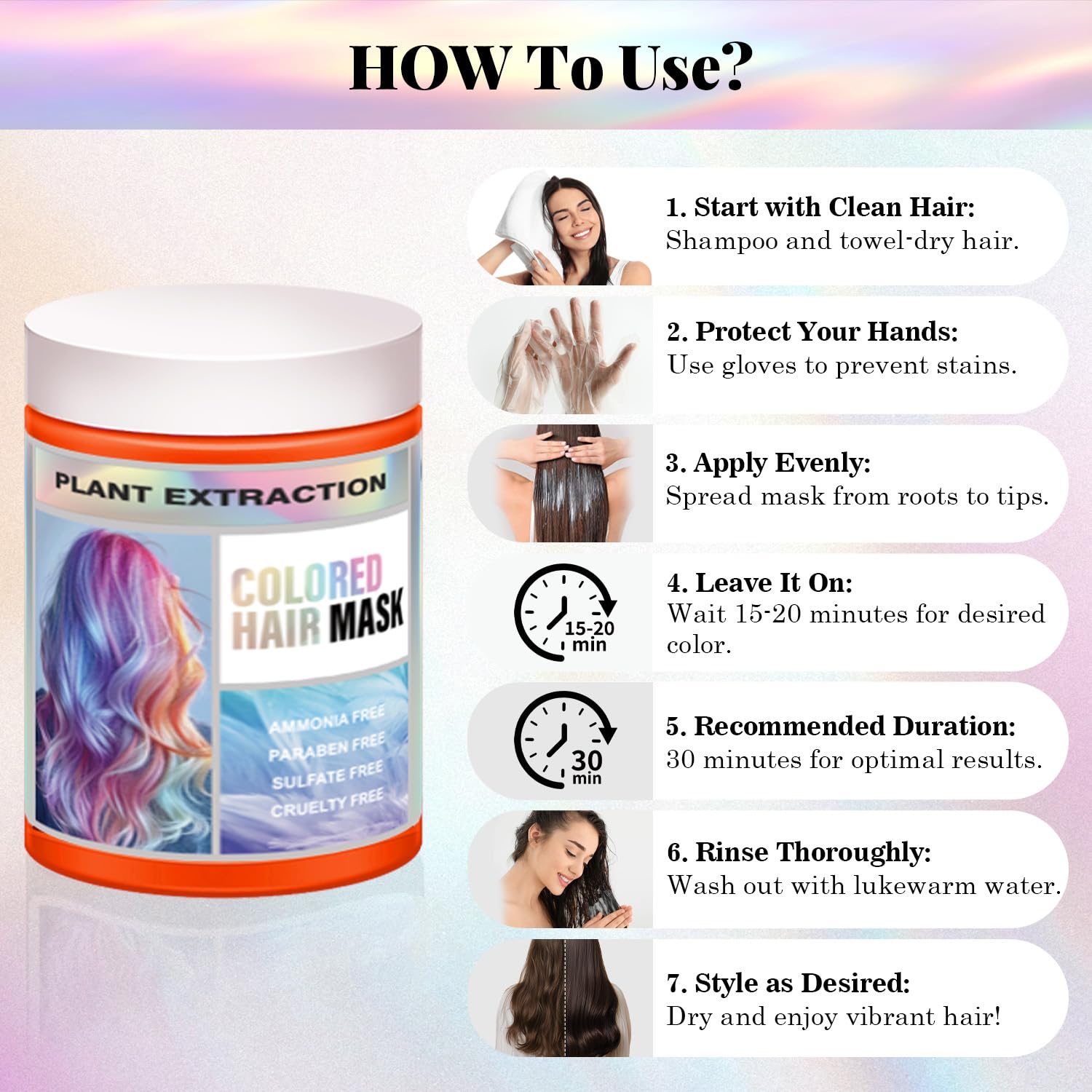 Joyful Young vegan hair mask label demonstrating ammonia and sulfate free composition