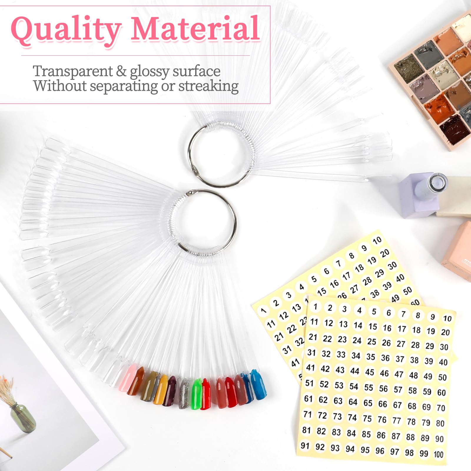 Close up of transparent acrylic nail art display sticks