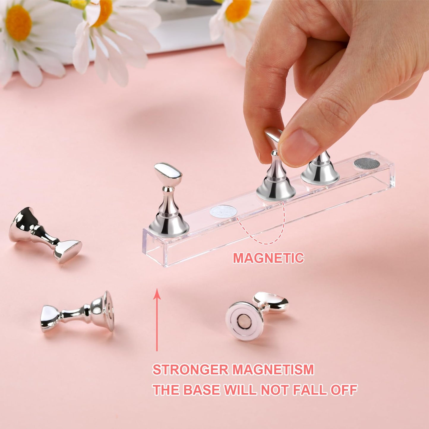 Silver Etercycle acrylic nail display stand for press on nails