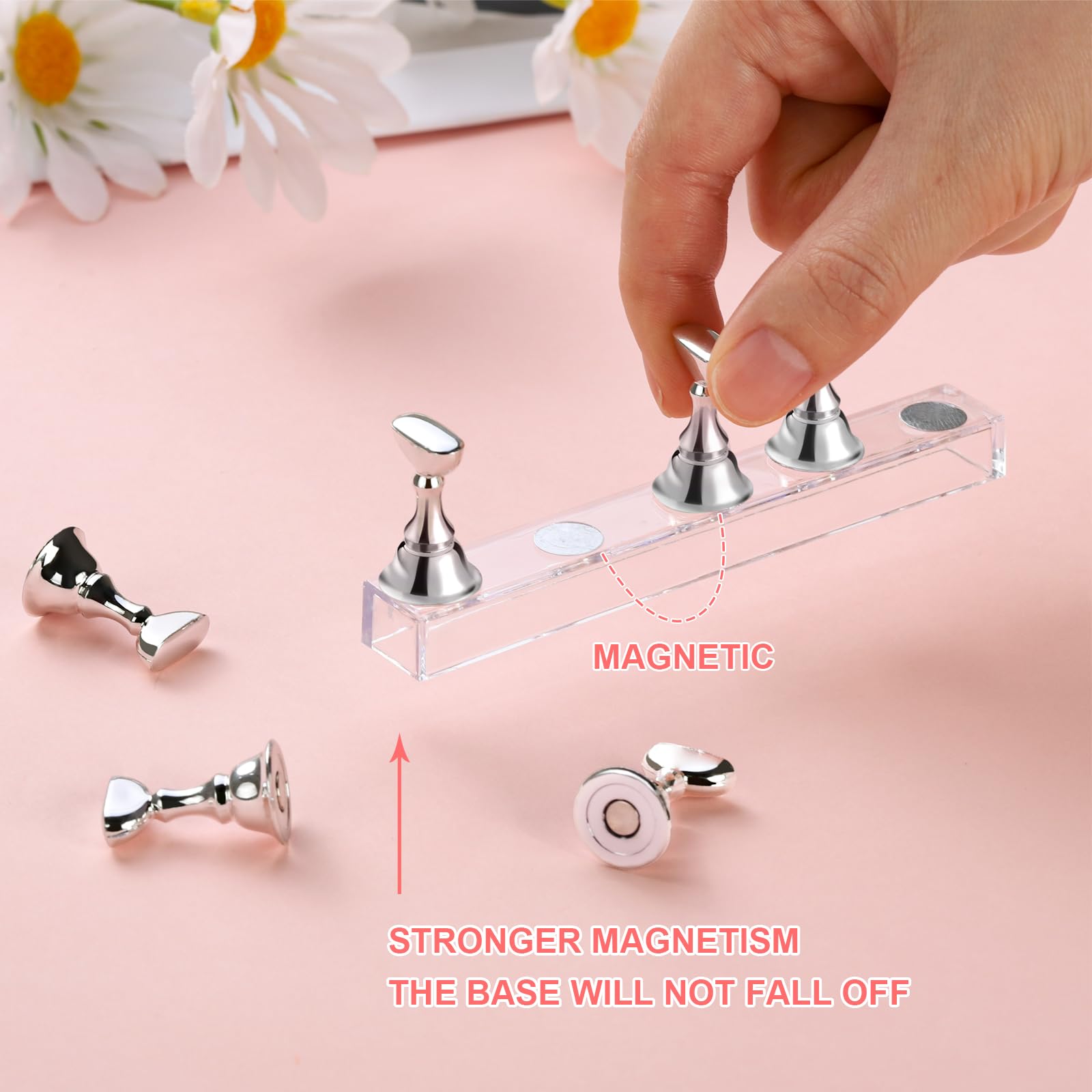 Silver Etercycle acrylic nail display stand for press on nails