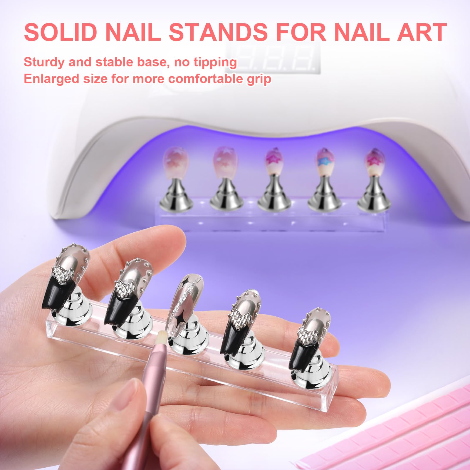 Magnetic nail tips practice stand with adhesive putty