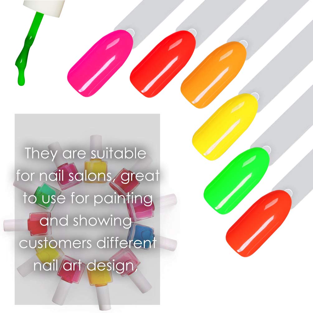 Close up of numbered nail practice sticks for polish display
