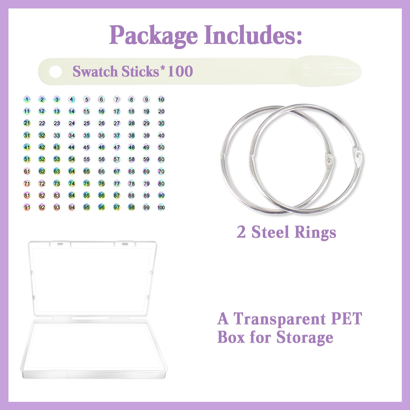 Close up of Laza nail swatch sticks fanned out on a metal ring
