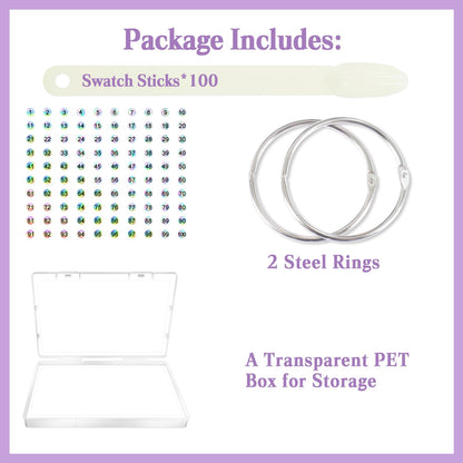Close up of Laza nail swatch sticks fanned out on a metal ring