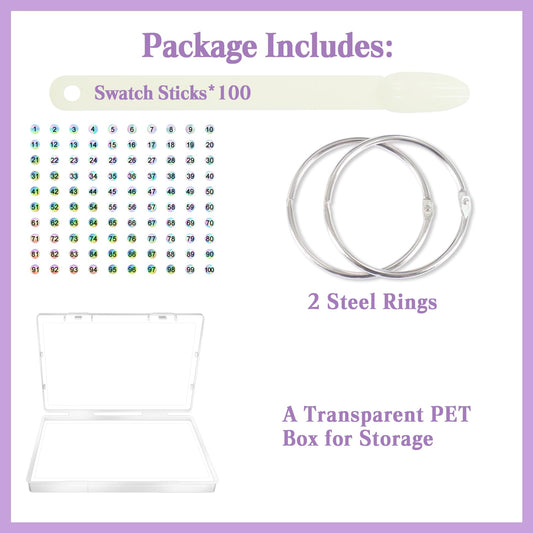 Close up of Laza nail swatch sticks fanned out on a metal ring