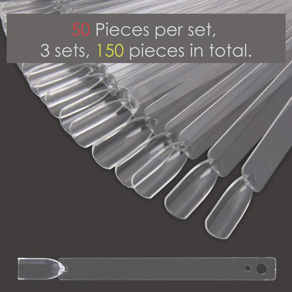 Set of 150 nail swatches organized on a silver metal ring
