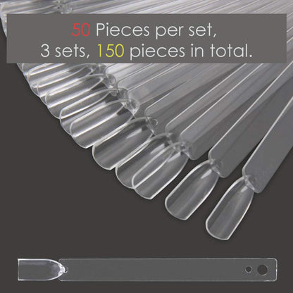 Set of 150 nail swatches organized on a silver metal ring