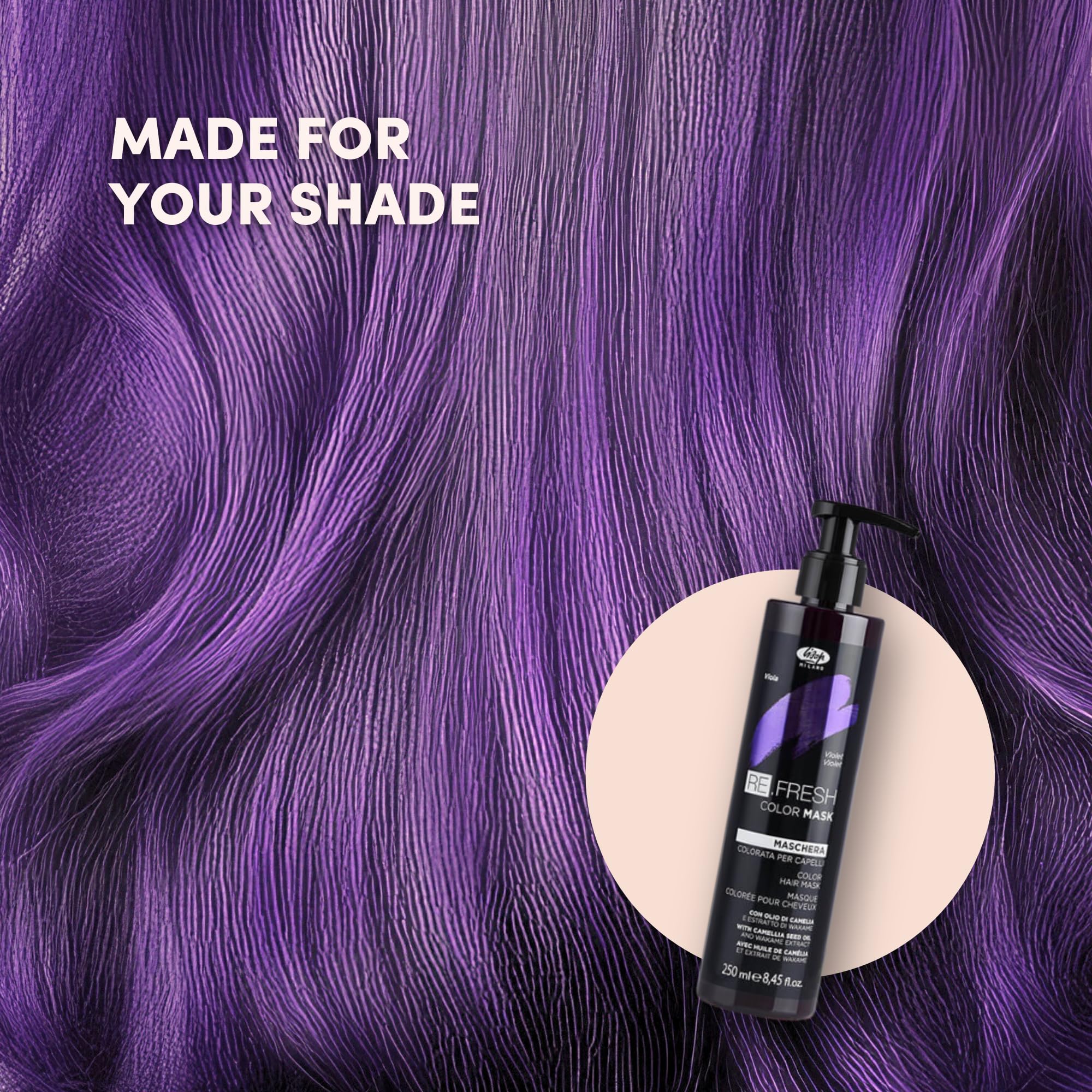 Lisap professional violet hair gloss toner mask bottle for color maintenance and brassiness neutralization.