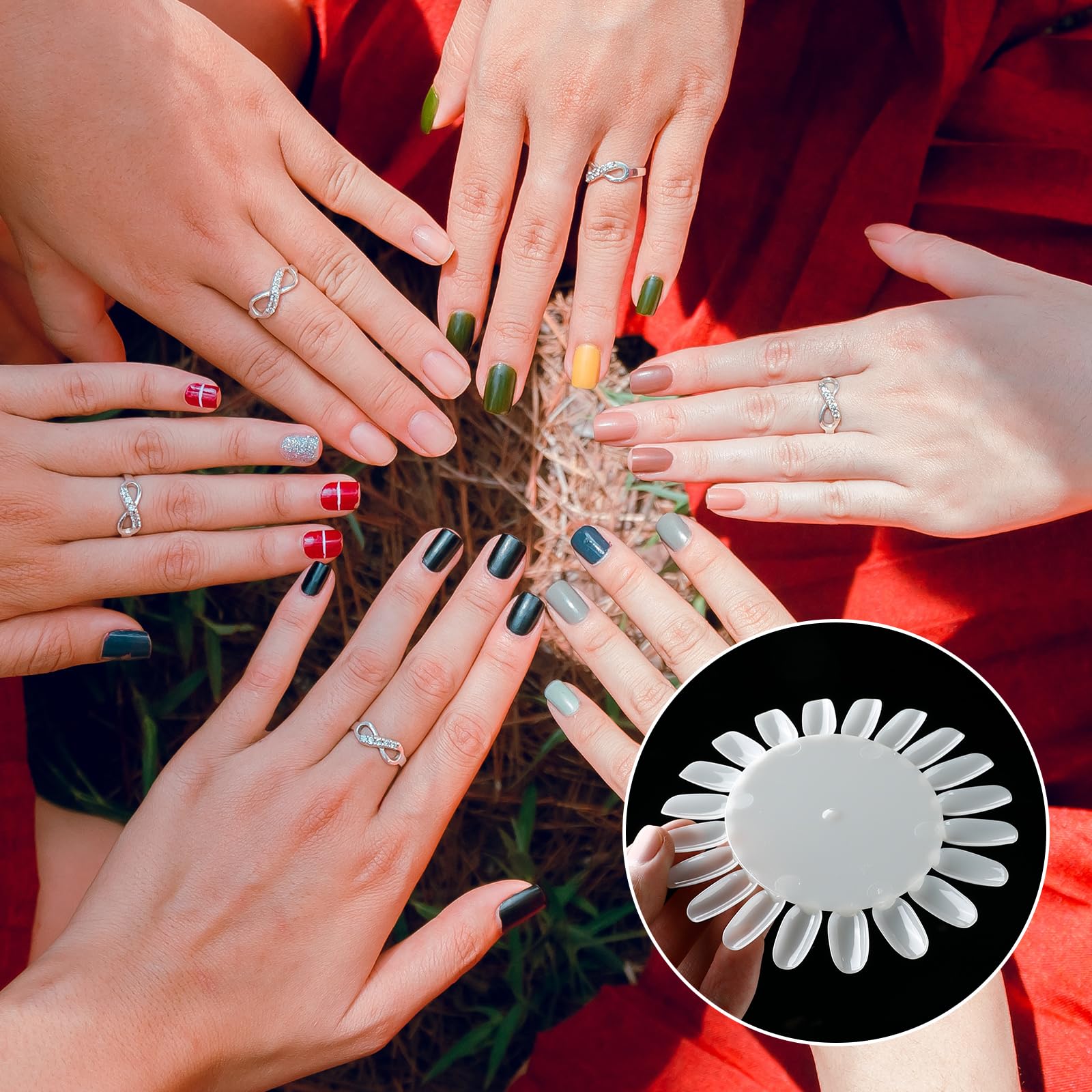 Using nail art swatch wheel for manicure practice