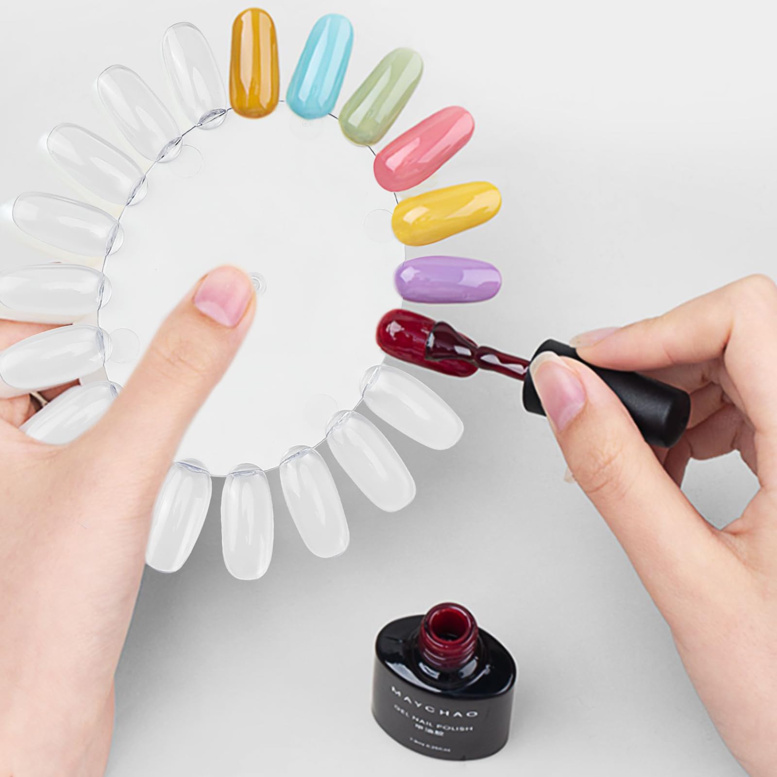 Set of 20 Worutuk plastic nail swatches in clear finish