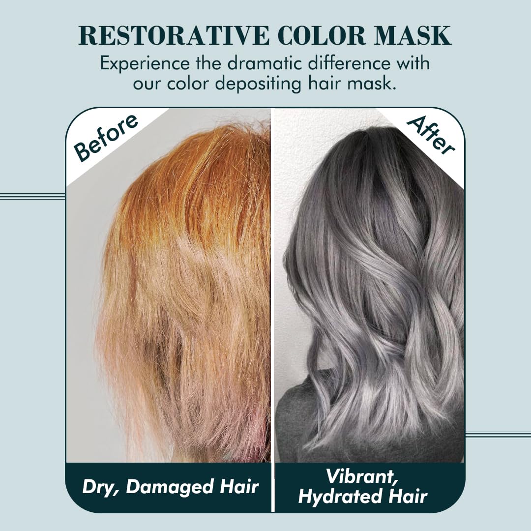 Creamy texture of the cool toned ash color depositing hair mask for deep conditioning