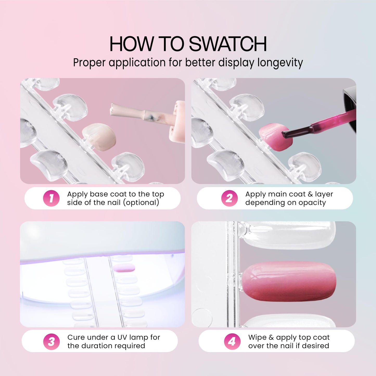 Professional nail technician using Beauticom display board for swatching