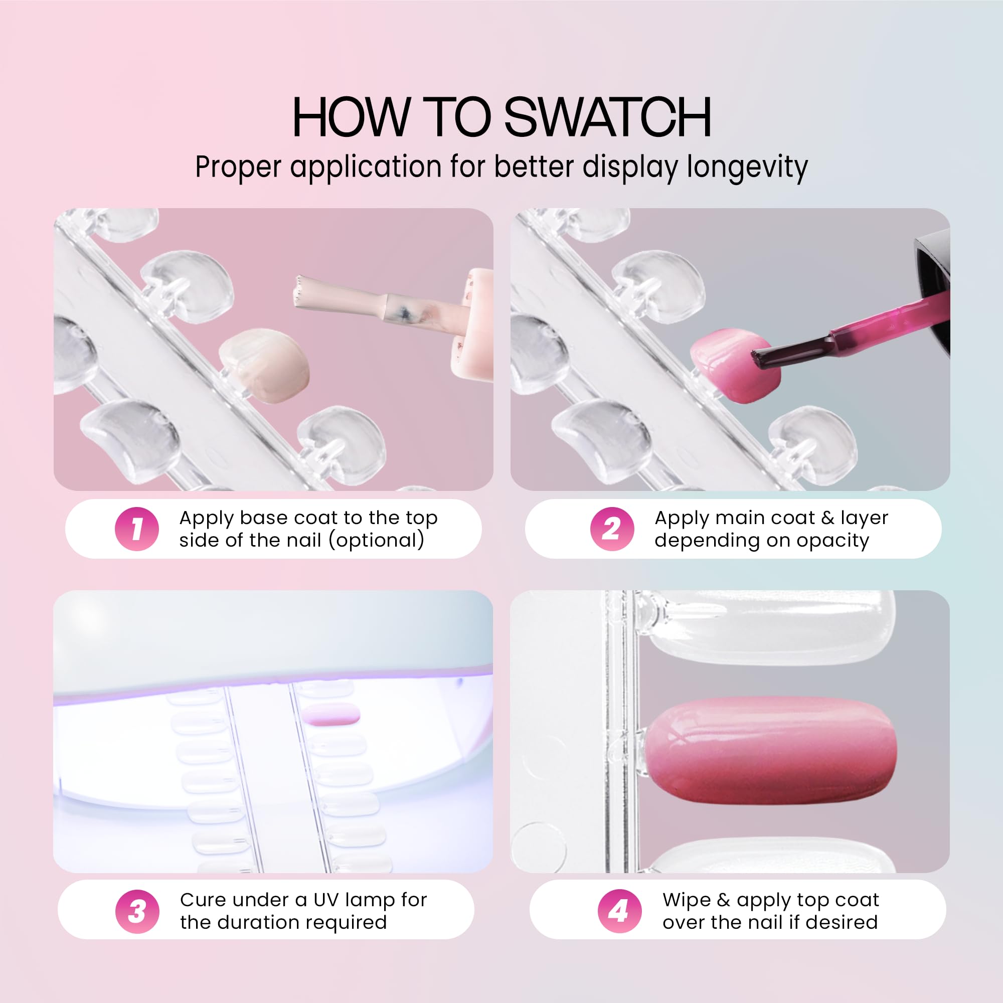 Professional nail technician using Beauticom display board for swatching