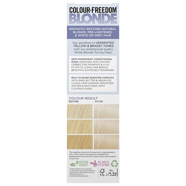 Semi permanent white blonde hair toner container showing fluid ounce size details
