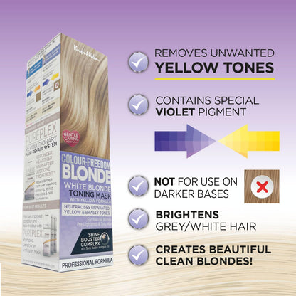 Ammonia free blonde hair care treatment infused with shea butter and argan oil