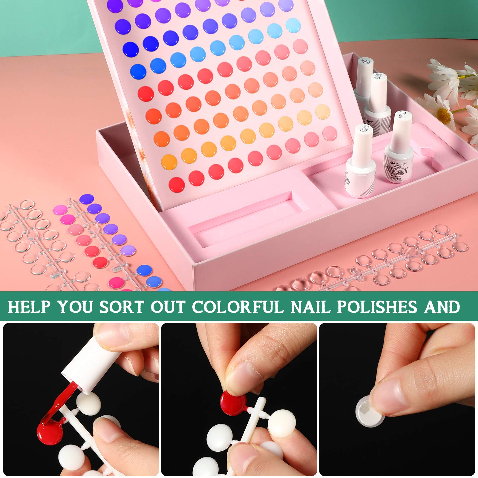 Adhesive sticker sheets included with Maitys nail display kit