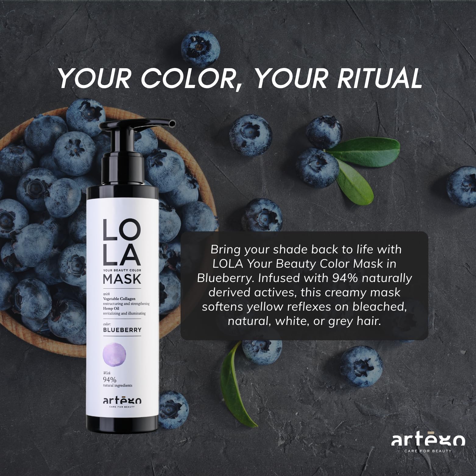 Artego Lola Blueberry hair mask packaging 200ml bottle