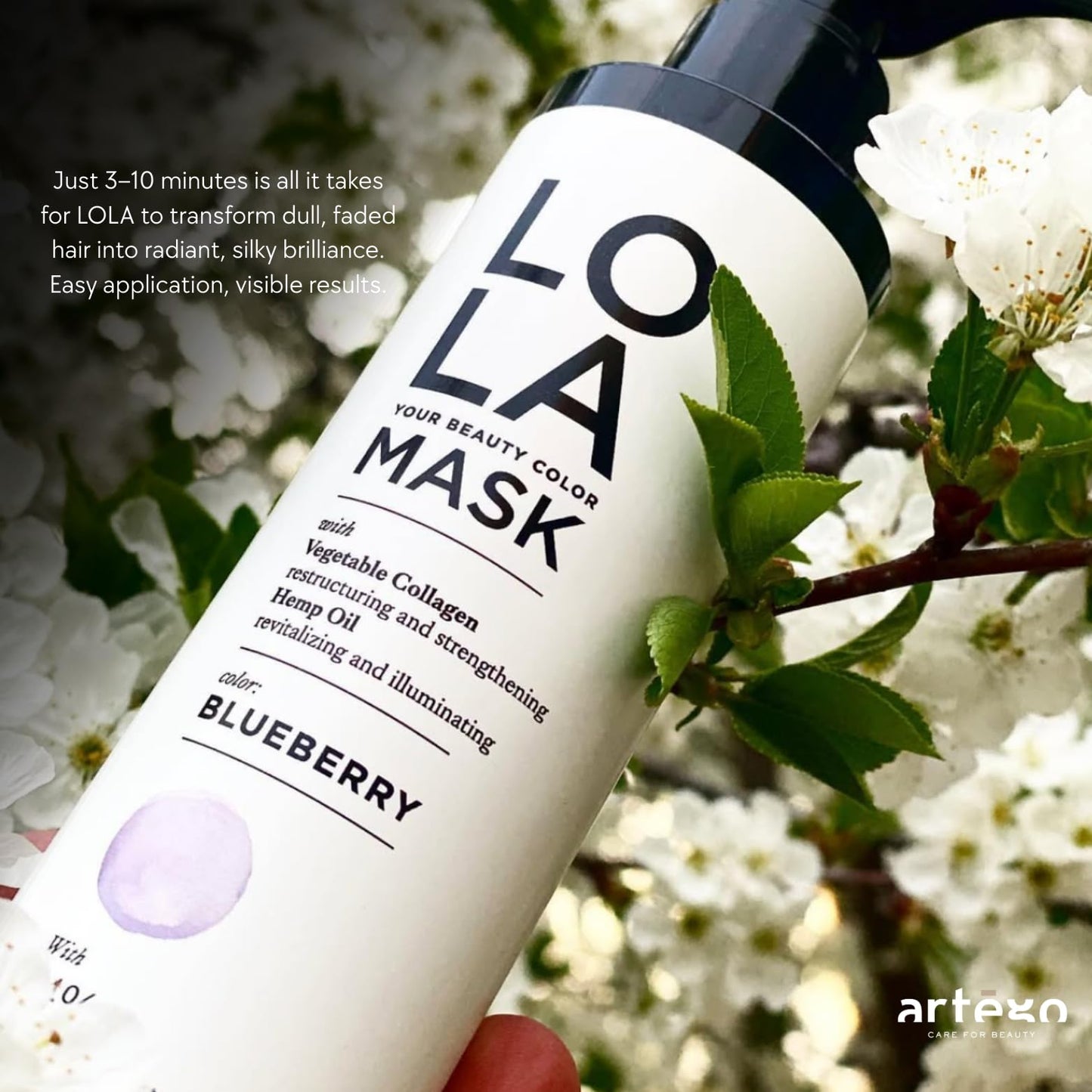 Artego Lola mask blueberry 6.8 fluid ounce container