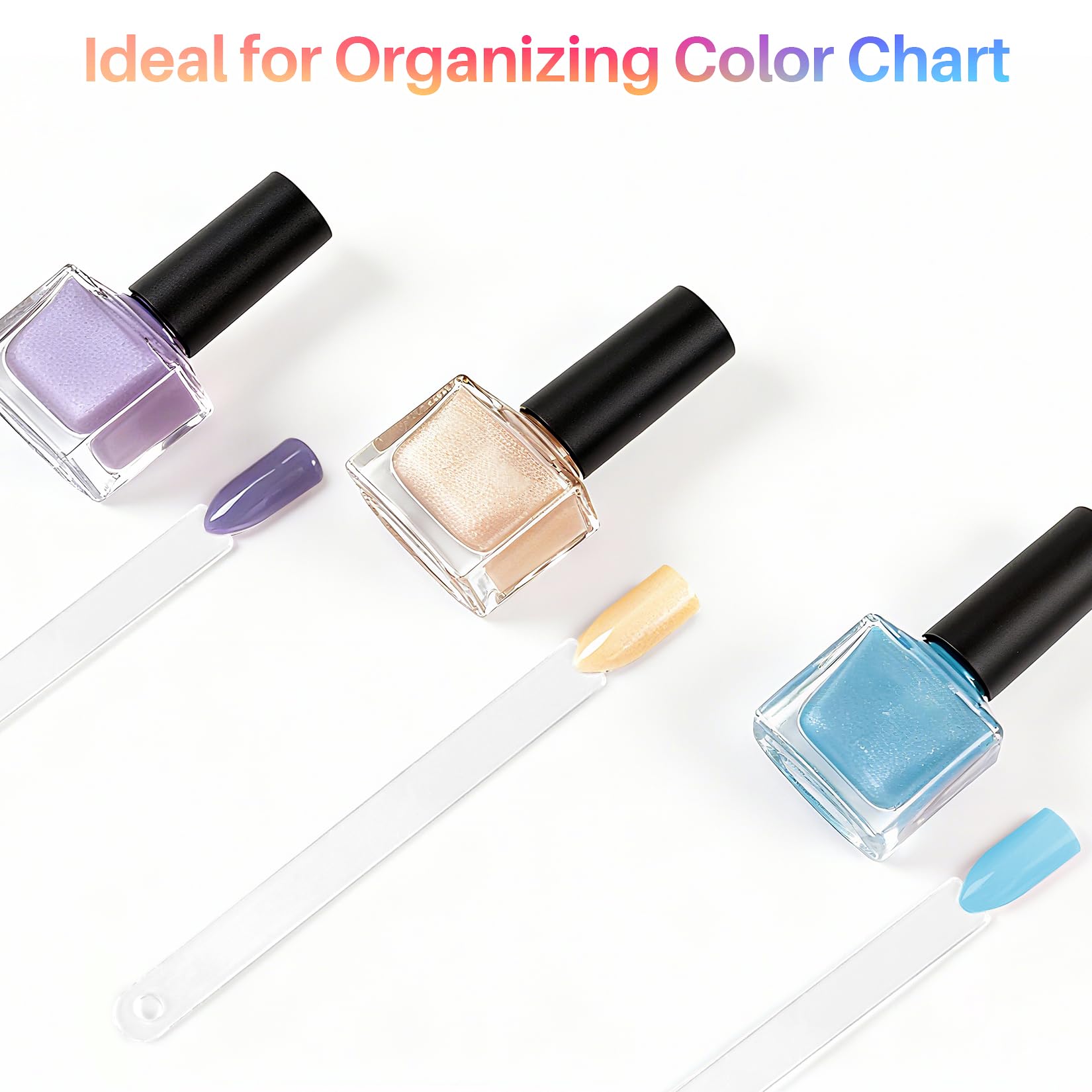 Assorted nail polish colors displayed on Pinkiou swatch sticks