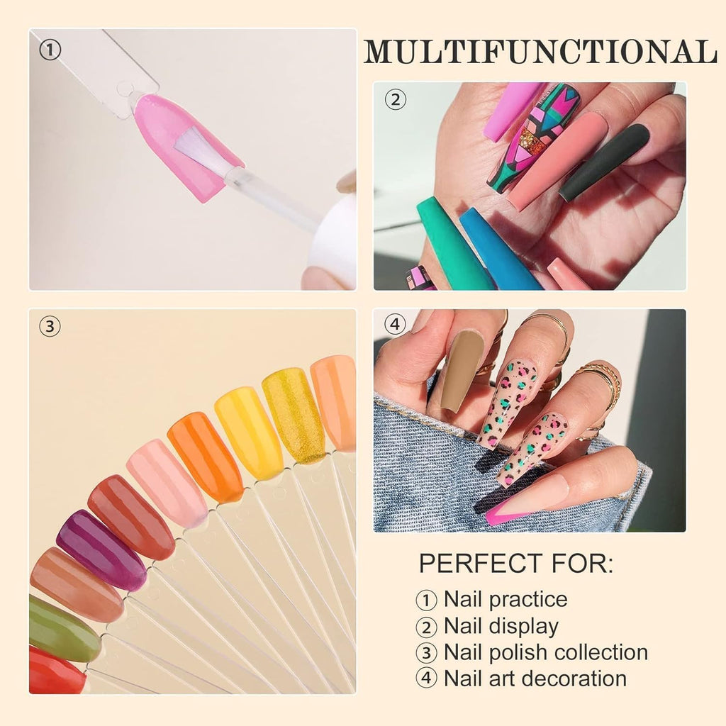 Close up of clear plastic nail tips for color testing