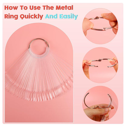 Oval shaped clear nail polish color display tips