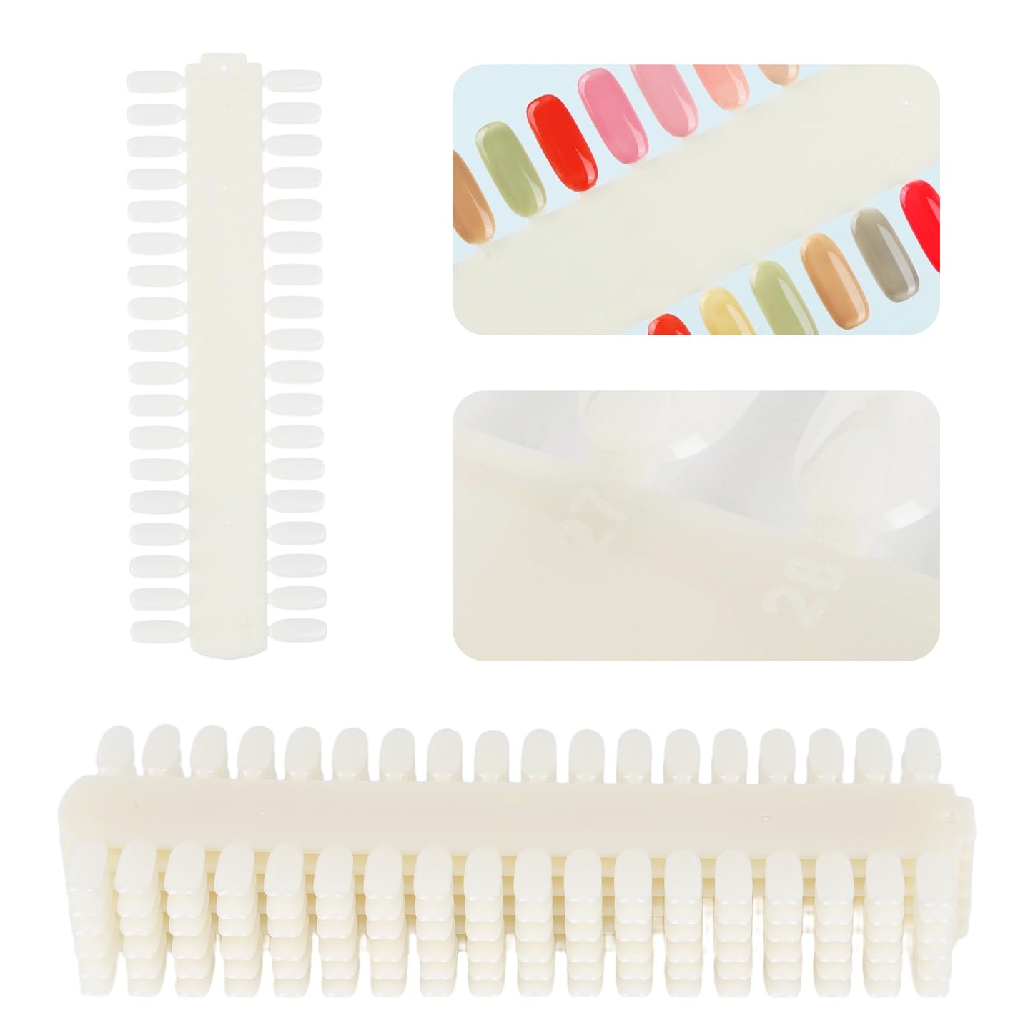 Close up of clear acrylic nail polish swatch sticks