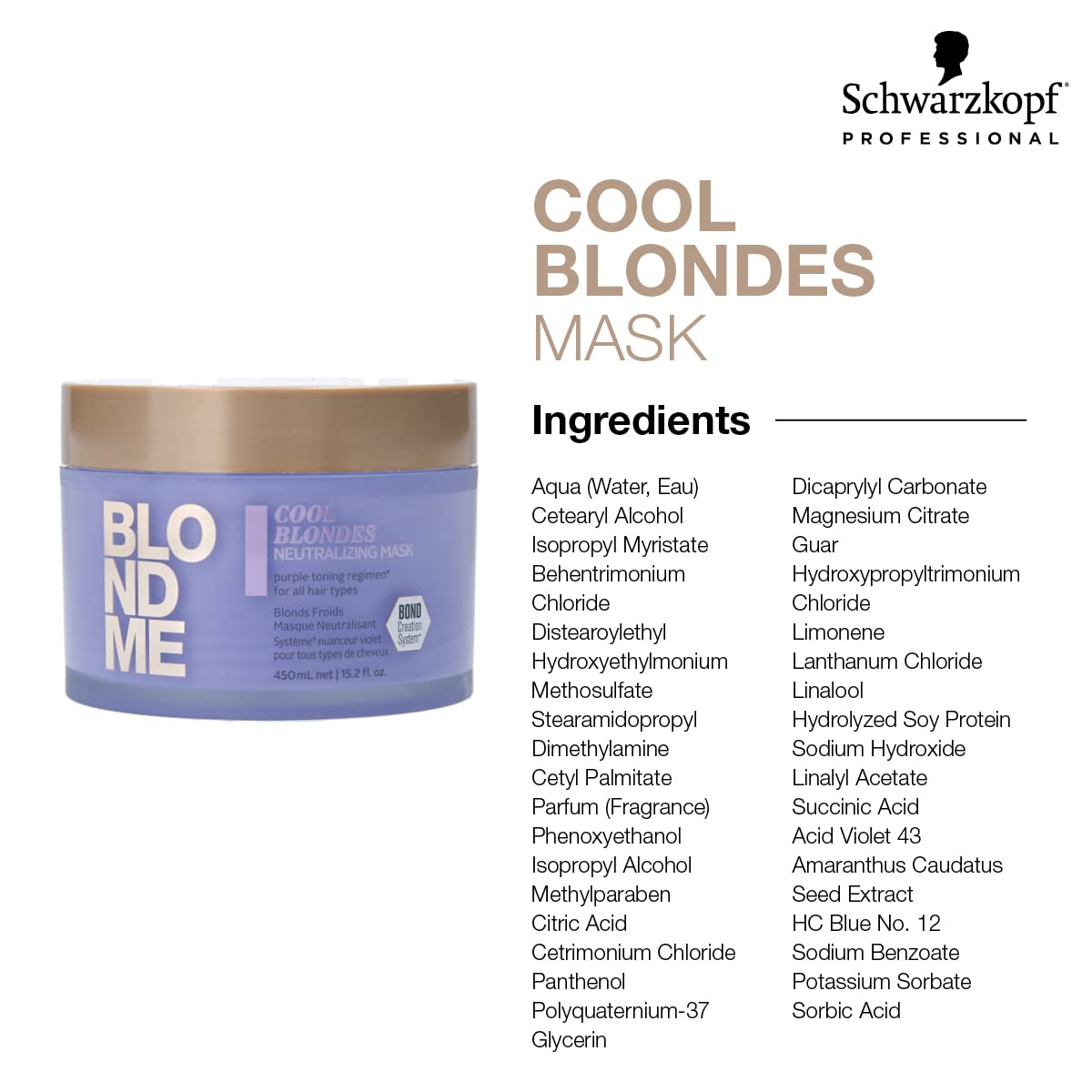 Schwarzkopf Professional 3D Bond Creation Technology mask packaging details and ingredients