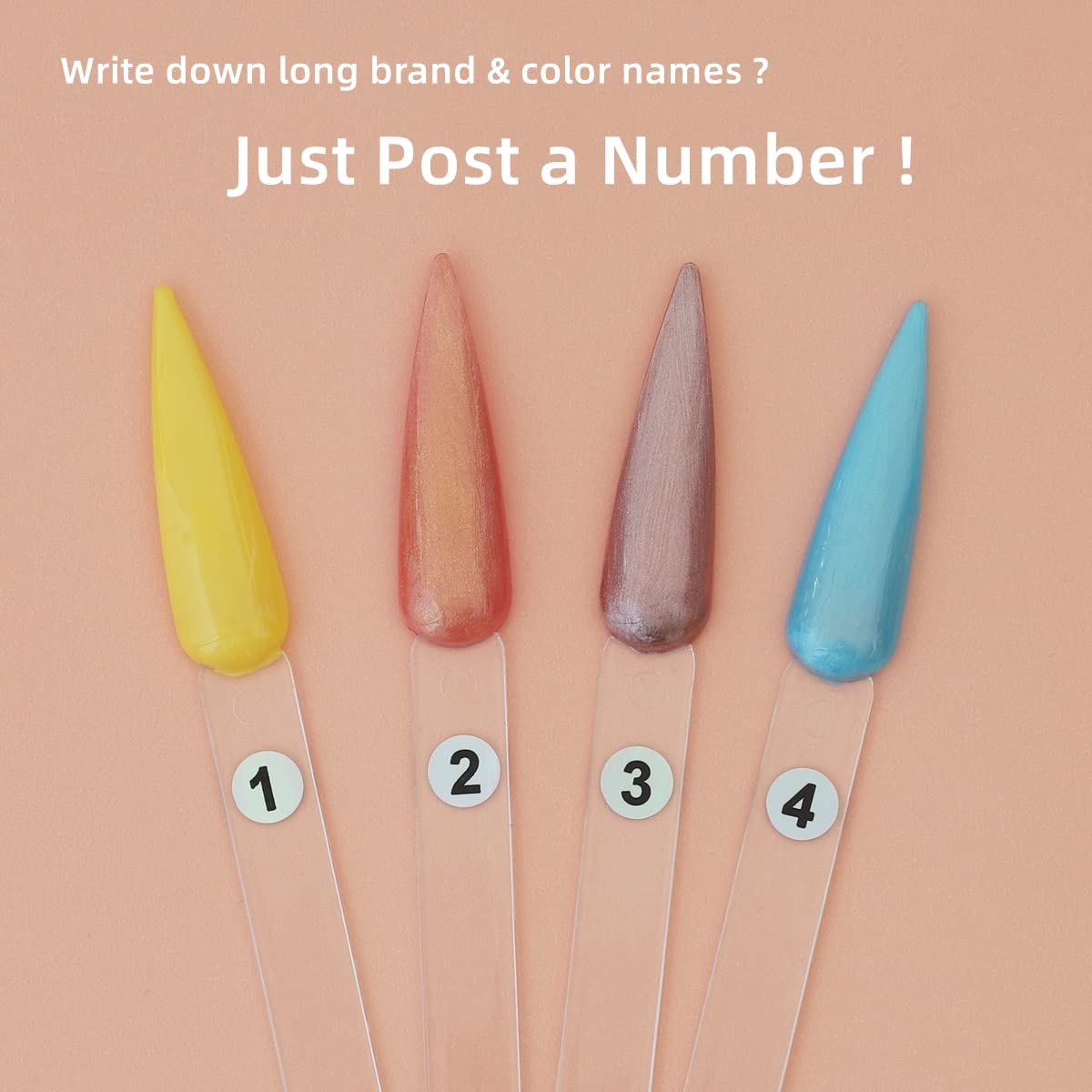 Set of 50 transparent nail tip swatches for beauty organization