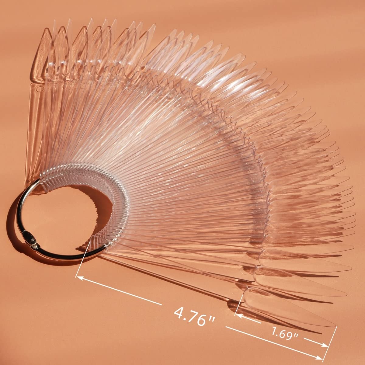 Professional nail tech supplies with fan display ring for polish