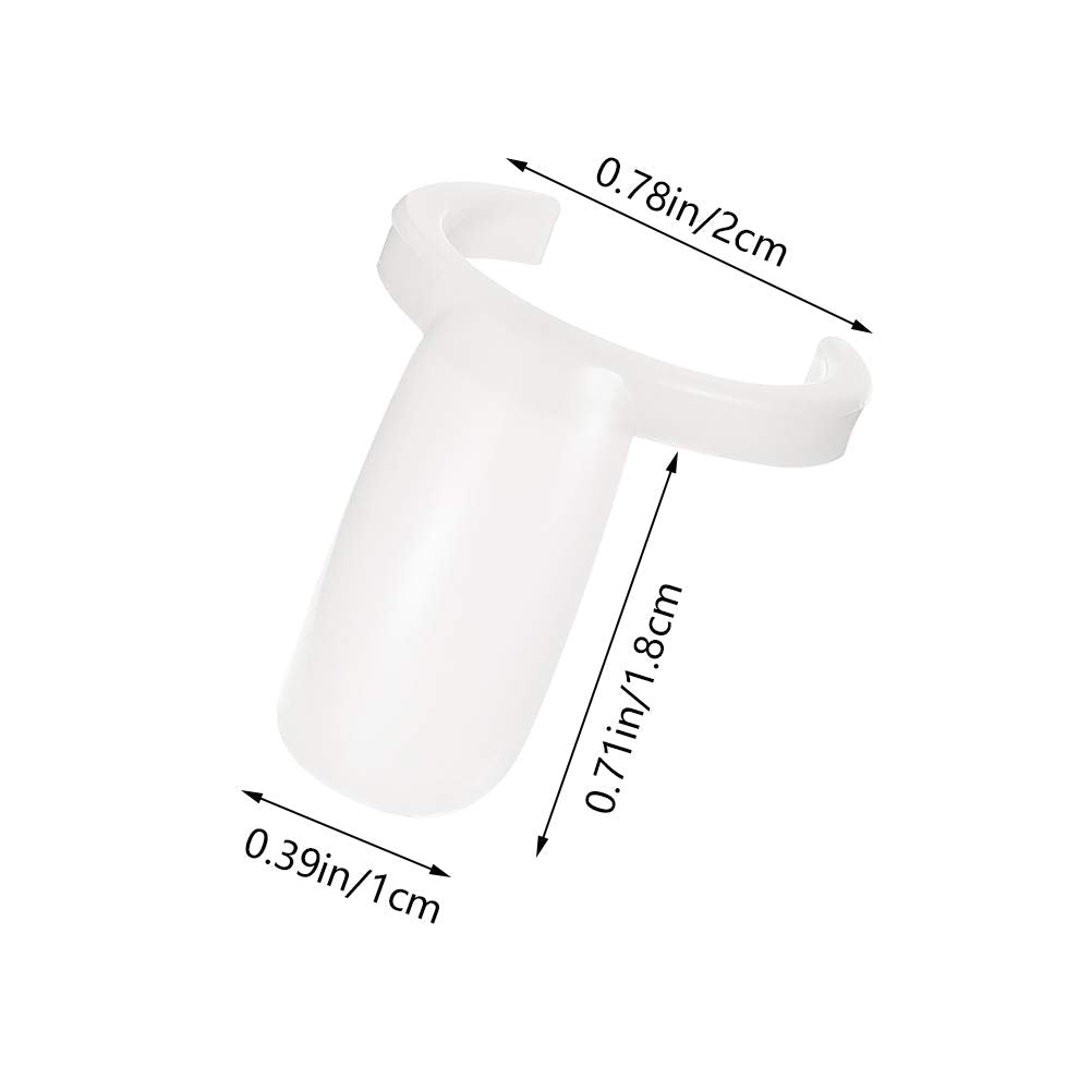 Close up of individual nail art display rings showing clear plastic texture