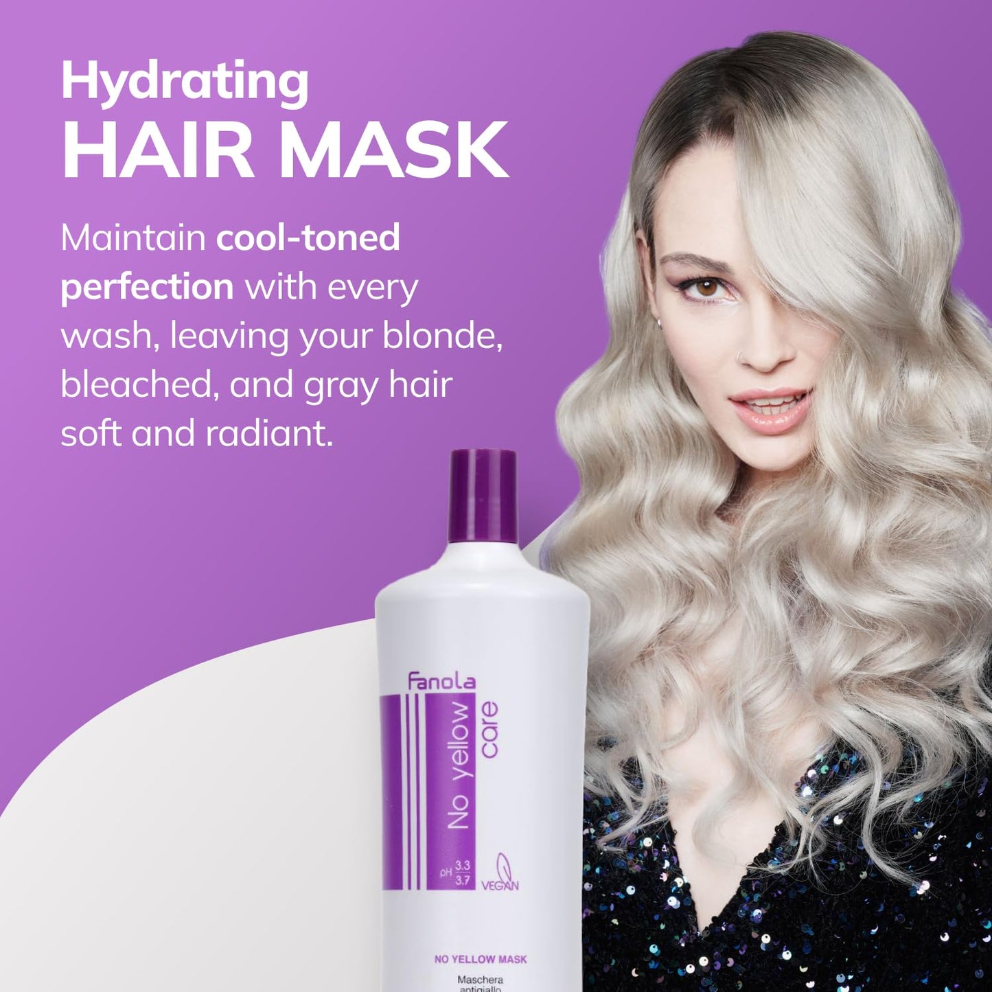 Fanola anti brass hair mask texture shot displaying the rich violet pigment formulation.