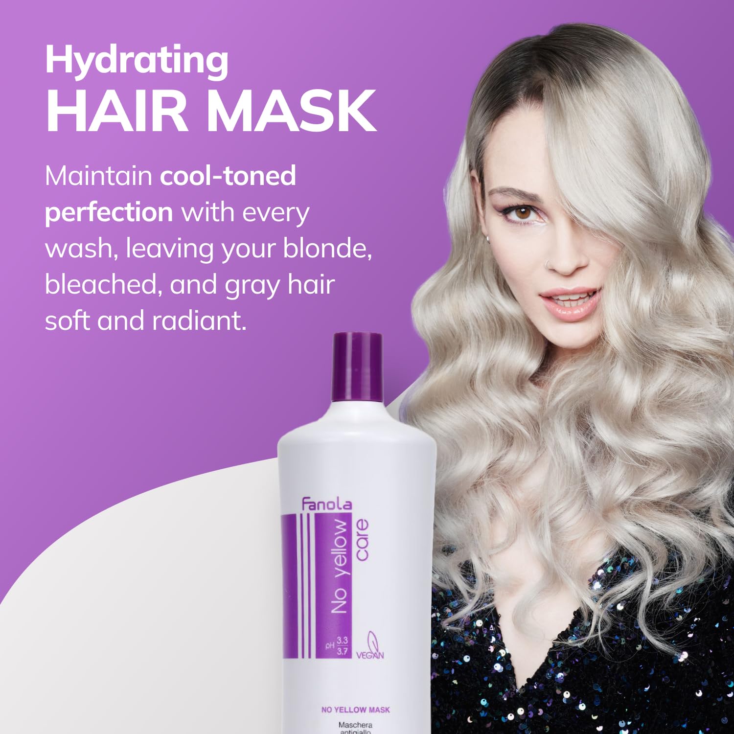 Fanola anti brass hair mask texture shot displaying the rich violet pigment formulation.