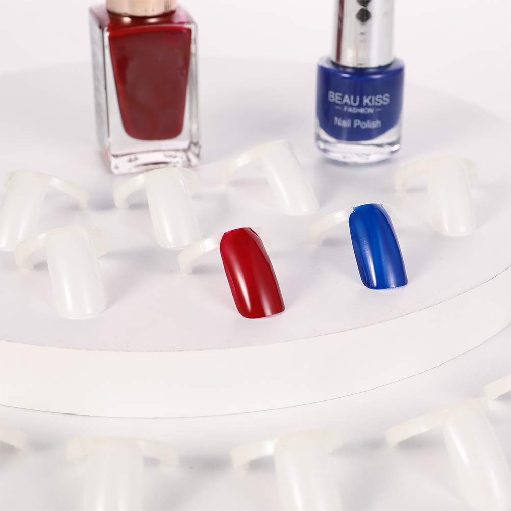 Educational shot showing nail art practice on Portown display tips
