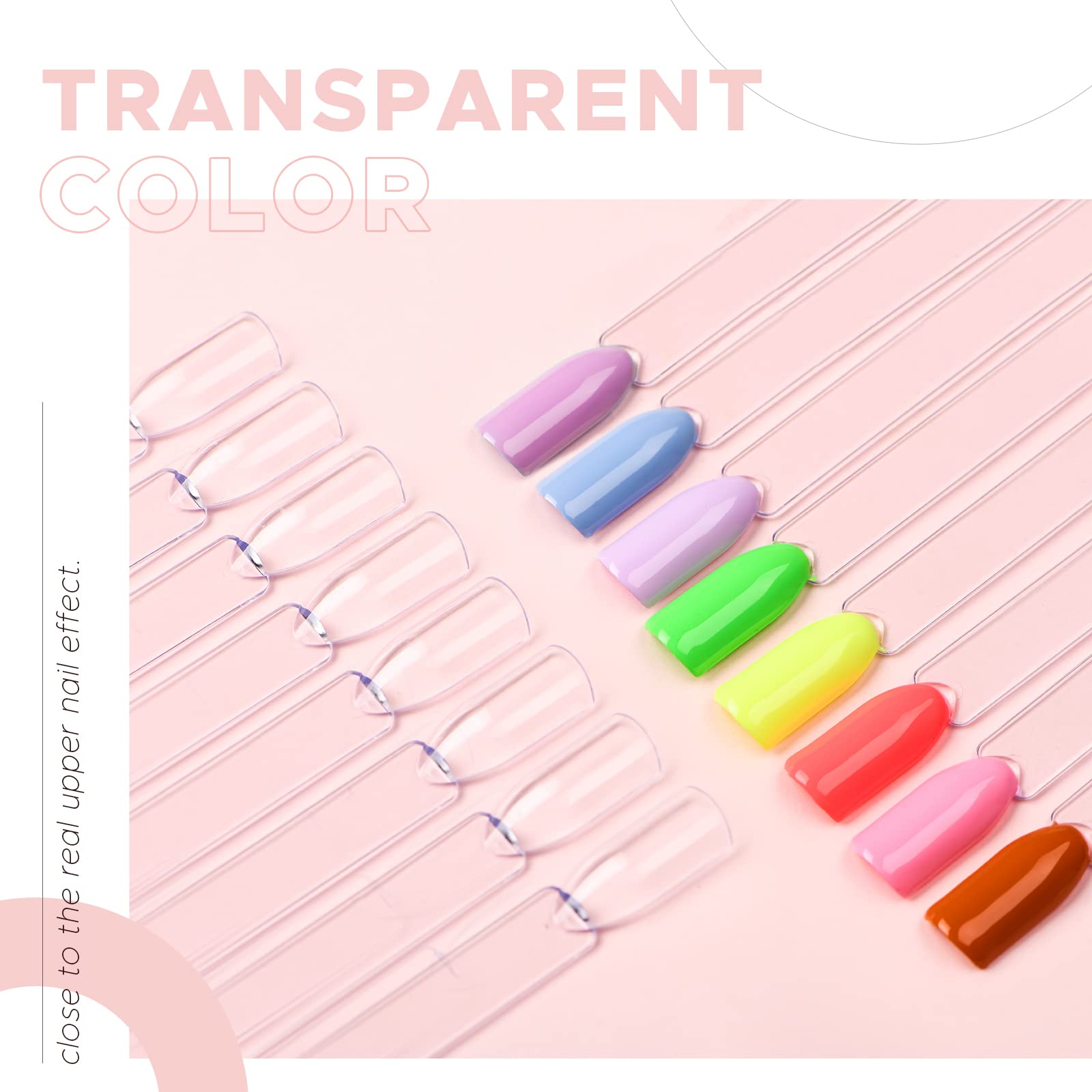 Professional nail art color practice sticks displayed on a table