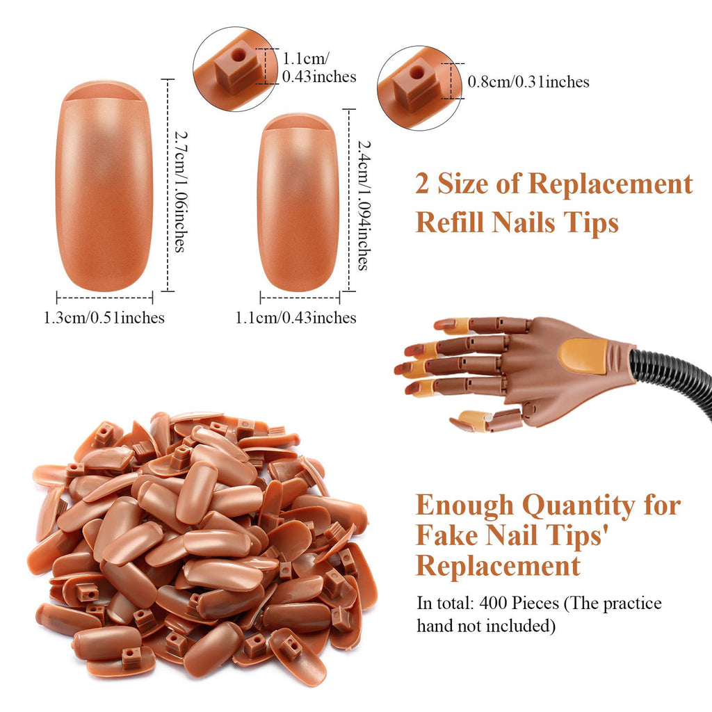 Close up of Blulu brown nail tips for mannequin hand