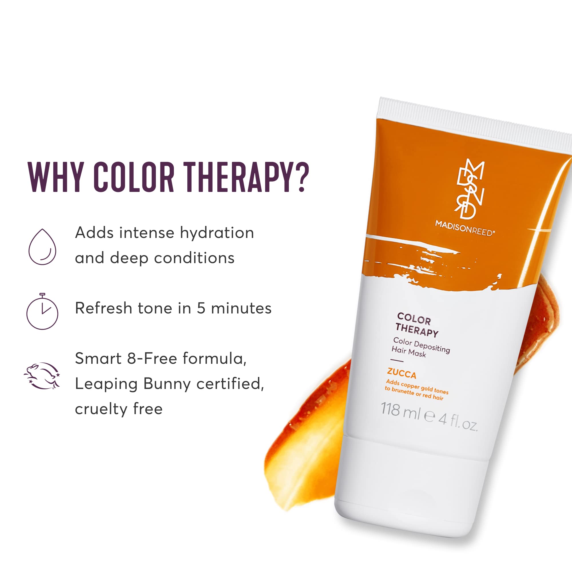 Madison Reed Zucca color depositing mask packaging showing argan oil and keratin ingredients