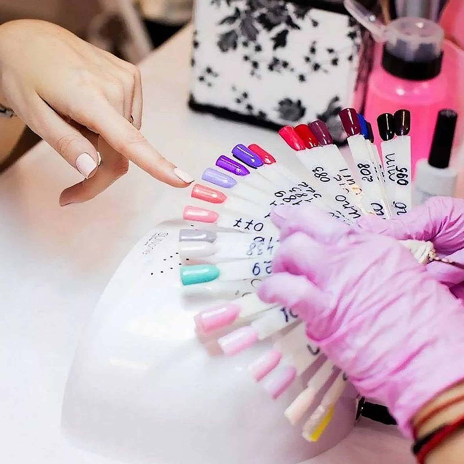 Numbered adhesive stickers for nail color identification