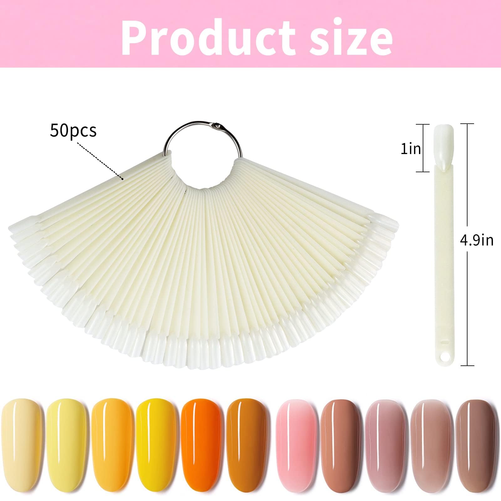 Close up of fan shaped nail display sticks