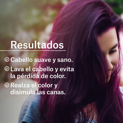 NaturVital color reviving hair treatment showing texture and burgundy color pigments