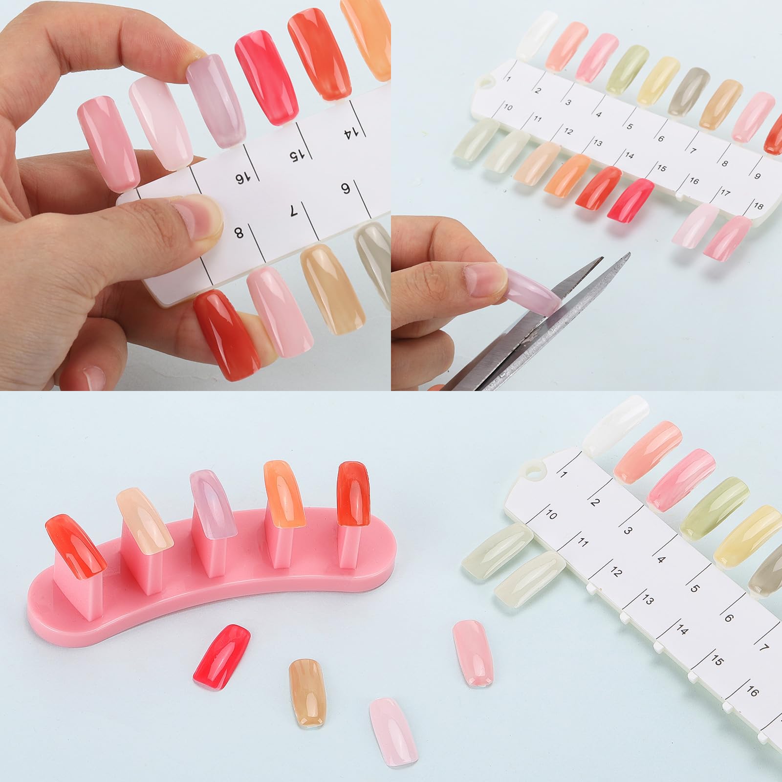 Close up of numbered nail polish display sticks