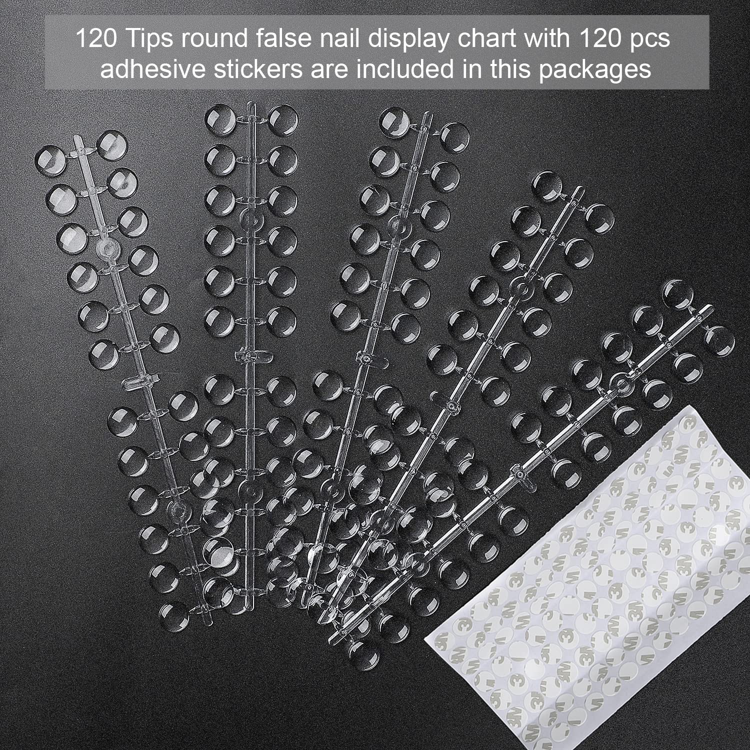 Transparent nail polish swatch dots for color testing