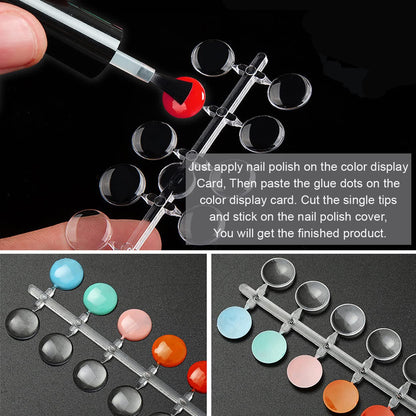 Close up view of nail polish color display dots