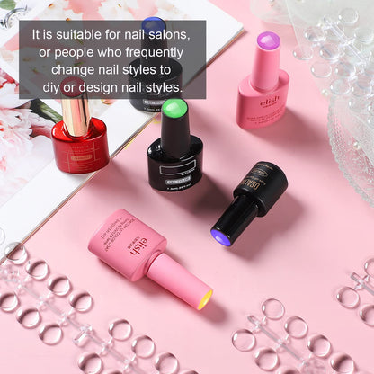 Nail polish bottle organization with clear swatch tips