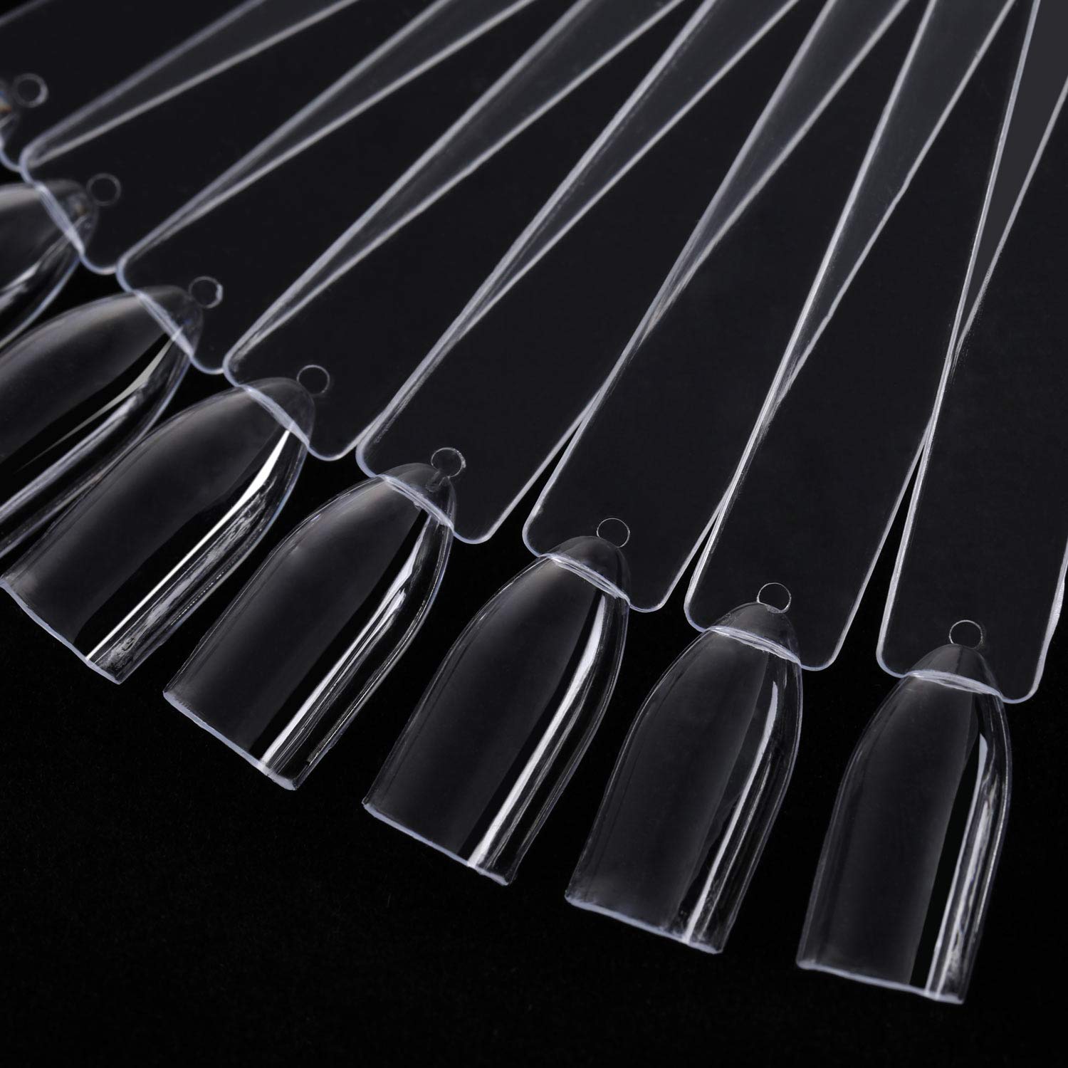 Fan shaped acrylic nail swatch sticks with metal holder