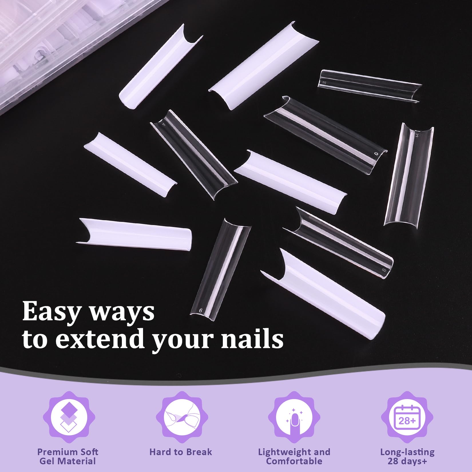 Sweet Trend nail tips with acrylic clippers and tools
