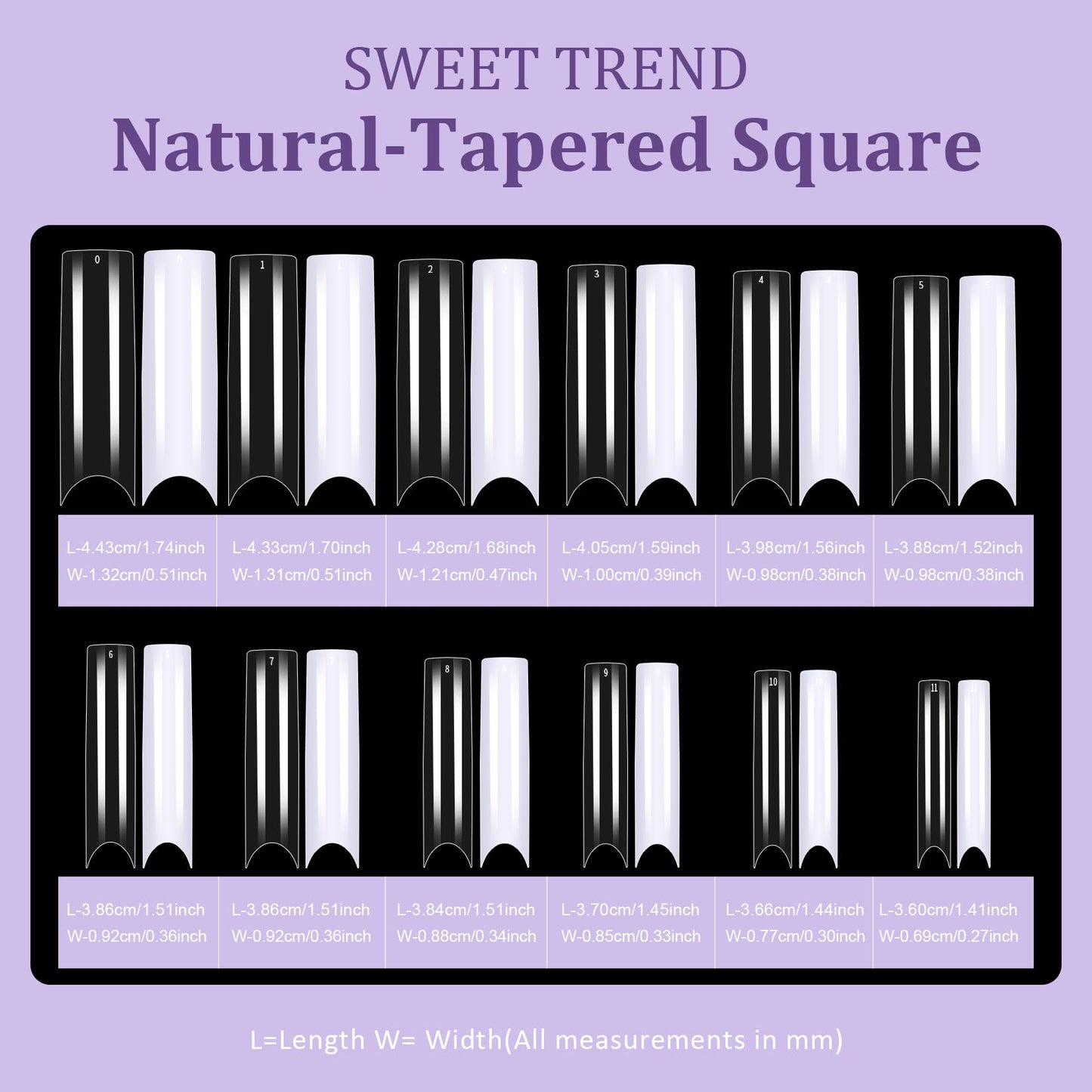 Extra long straight fake nail tips for custom manicure